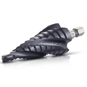 【Summervibes】VEVOR Step Drill Bit, 3/16 to 7/8 inch, 1/4 inch Hex Shank, TiAlN Coating Cobalt HSS High Speed Steel, Four Spiral Flute Step Bit for Metal, Stainless Steel, Aluminum, Wood, Plastic, Fiberglass