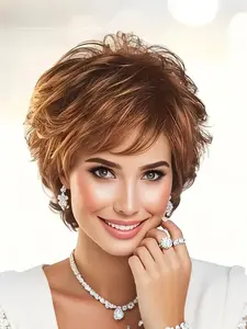 Women's Synthetic Short Hair Wig, Synthetic Material Wigs, Natural Look, Daily Wear, Easy Maintenance, Perfect for Everyday Use, Ladies' Fashion Accessory, Natural Looking Wigs