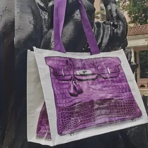 2025 Hot Laminated Portable Woven Bag Pp Plastic Waterproof Laminated Snakeskin Bag Luggage Packaging Storage Print Shopping Bag