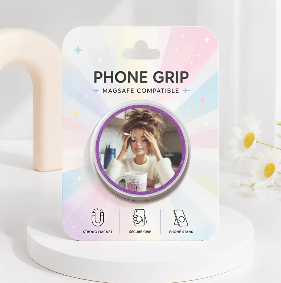 Funny Expression Girl MagSafe Phone Grip, Relatable Mood Magnetic Phone Holder, Funny Coffee Acrylic Phone Accessory, Cute Gift for Girls