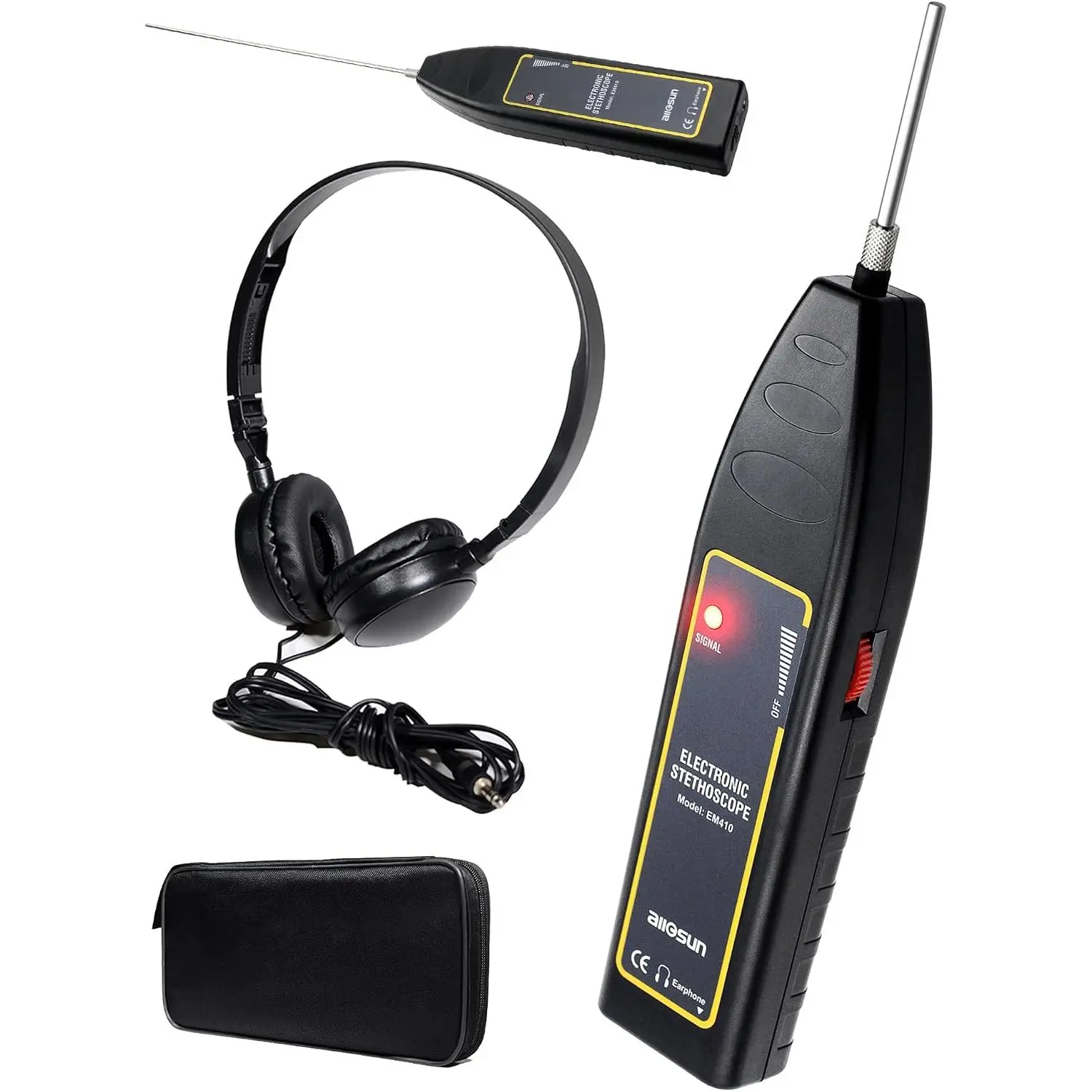 ALLOSUN Automotive Electronic Mechanics Stethoscope Electronic EAR Diagnostic Device Kit EM410 with Short and Long probe