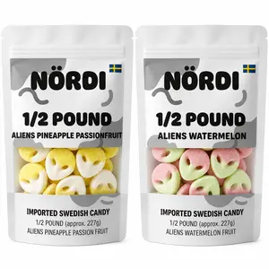 Swedish Alien Candy Duo Pack – Sour Watermelon Aliens + Sour Pineapple Passionfruit Strawberry Aliens – Premium Sweet & Sour Chewy Candy – Imported from Sweden – 1 lb Total