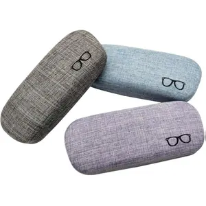 3Pack Hard Shell Eyeglasses Case Protector Linen Fabrics Large Glasses Case Concise