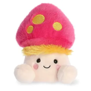 Palm Pals Adorable Favio Fluffy Mushroom 5 inch Pink Mini Soft Plush Collectable Stuffed Animal
