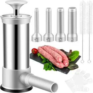 Sausage Stuffer with 4 Filling Tubes, for Meat Sausage Fillings, a Tool for Handmade Vertical Sausages in Home Kitchens