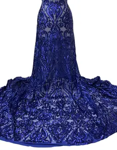 Sequin Fabric/Stretch Sequin in Royal Blue/Royal Blue 4 Way Stretch Mesh With 3mm Royal Blue Sequin/Sequin for Prom, Bridal, Wedding Grown, Evening Grown, Party Dresses, Decoration-Per Yard/ FREE SHIPPING