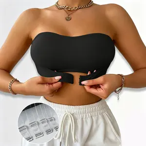 Women's 3-in-1 Convertible No-Slip Strapless Seamless Push-Up Tube Top Bra, Soft Support Full Coverage Multiway Detachable Strip Basic Underwear for Day Dresses, Backless Womenswear
