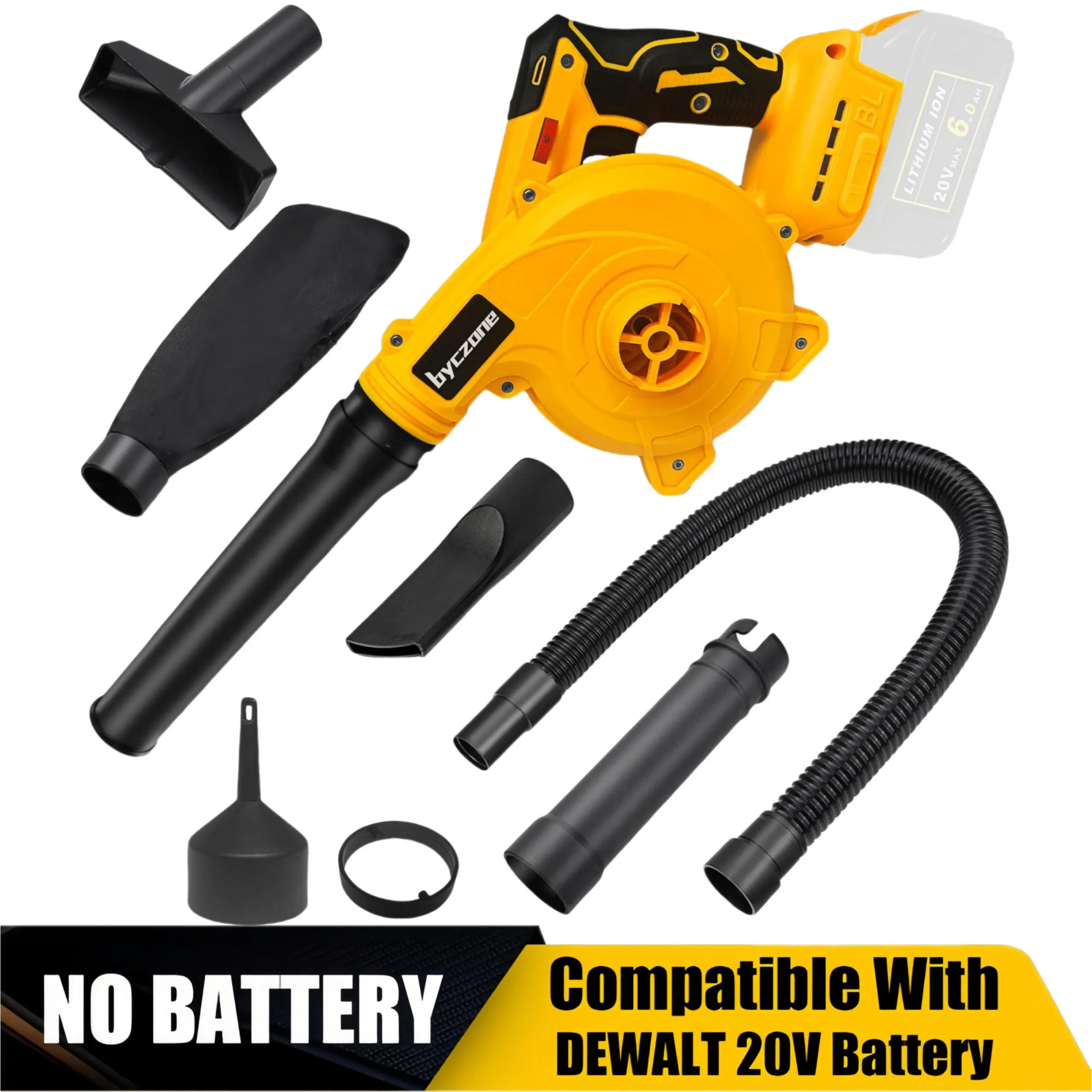 Cordless Leaf Blower for Dewalt 20V Max Battery, Jobsite Air Blower with Brushless Motor,6 Variable Speed Up to 180MPH,2-in-1 Handle Electric Blower and Vacuum Cleaner(Battery Not Included)