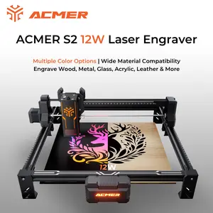 ACMER S2 12W Laser Engraver & Cutter | 300×300mm Large Area | High Precision 12000mW | Easy DIY on Wood, Acrylic & More | Beginner-Friendly