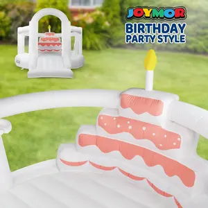 JOYMOR Bounce House for Kids 12FTx10FTx7.2FT with Slide Balloons Spacious Bouncer White Bounce House for Kids Birthday Party wBlower 30s Set-up Portable Bag Cake Design Safe Fun High-quality Materials