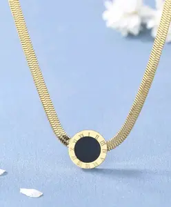 Bling Barn Thick Chain Roman Numeral Necklace with Metal Coating for Fashionable Outfits Fun and Versatile Design Perfect Accessory