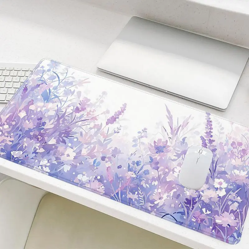 Lavender Pattern Mouse Pad, Rectangle Gaming Mouse Pad, Office Desk Keyboard Mat for Home Office Game Room Desk, Non Slip Mousepad, Mouse Pad for Laptop, Aesthetic Desk Accessories, Computer Desk Accessories