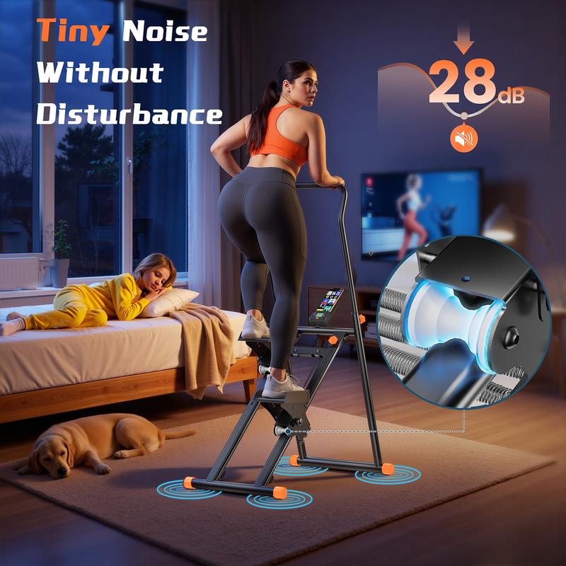 Stair Stepper with Springs, Stairt Stepper for Home Gym Exercise 3-Level Incline & 3-Level Adjustable Resistance Compact Foldable Quiet Stairmaster for Home Cardio Full-Body Workout