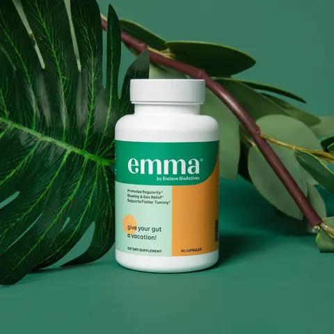Emma by Enclave Plant-Based Vegan Advanced Daily Nutrition Supplement Capsules - Absorbent Neutral Flavor Digestive Nutritional Supplements for Adults, Fiber Gut Health, Bloated Stomach Relief, 1-Month Supply (30, 60 Count), No Artificial Flavors