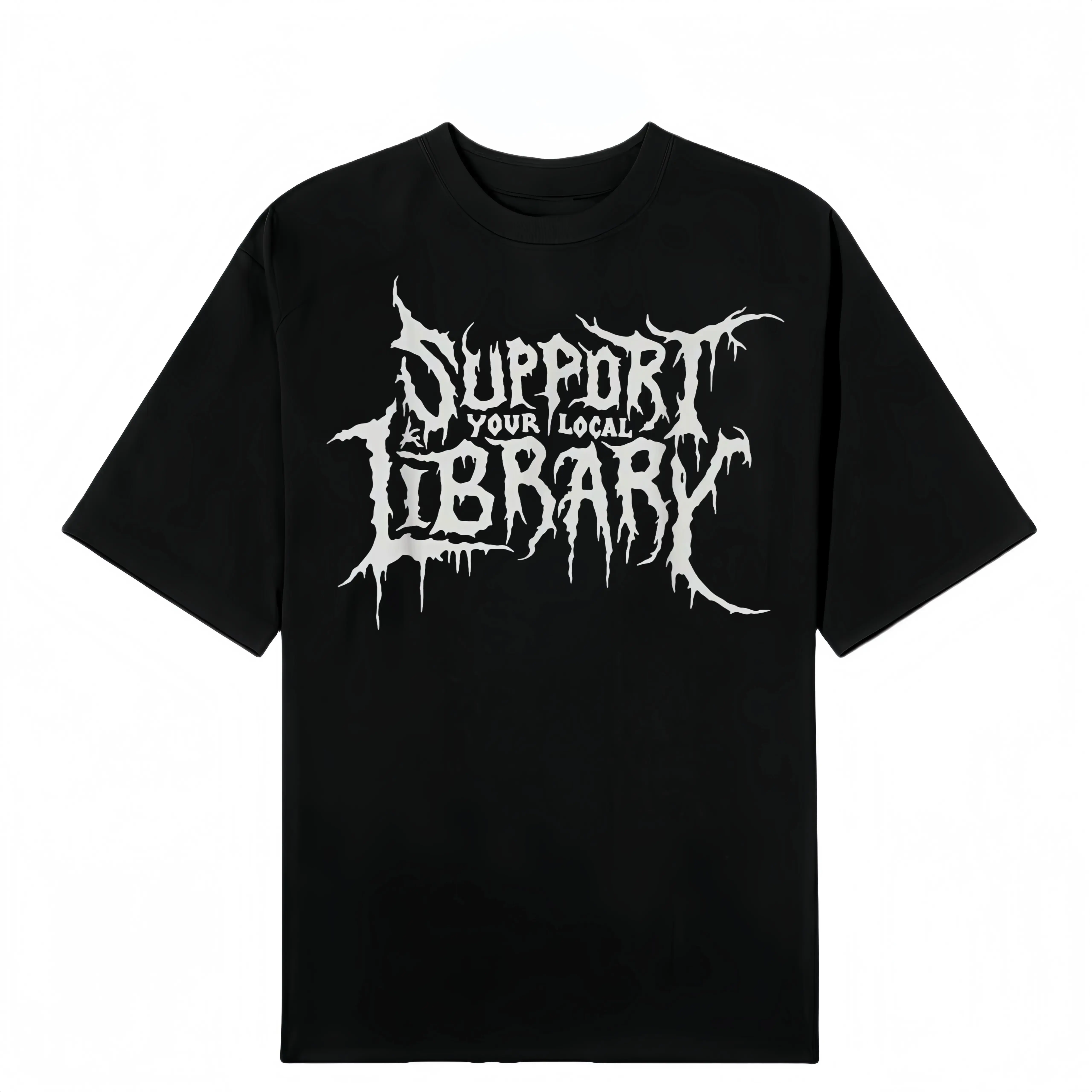 Death Gothic Print Support Your Local Library Style Lover T-Shirt Unisex Top Vintage Distressed