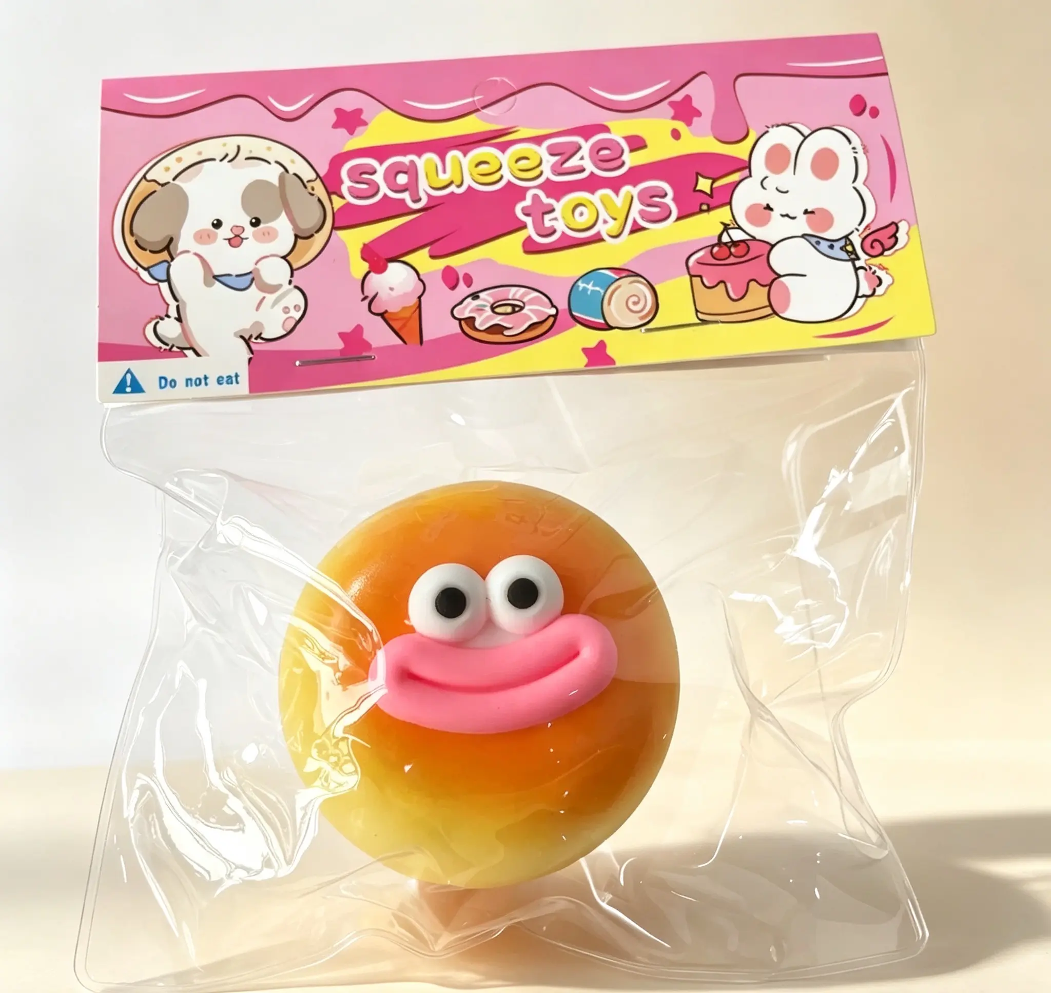 Round Gradient Sphere Squeeze Toy, Funny Face Stress Relief Squishy