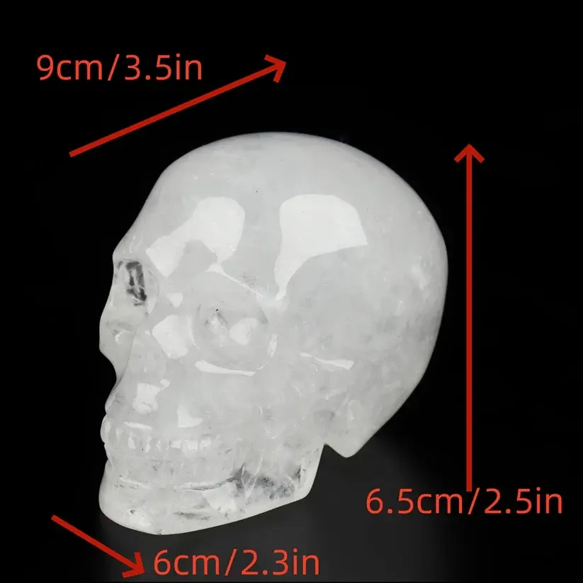 IG Crystal 1 Count 3.5 Inches Clear Quartz Skull Crystal Carving Halloween Healing Stones Natural Stone Chakra Balancing Reiki Home Office Decor
