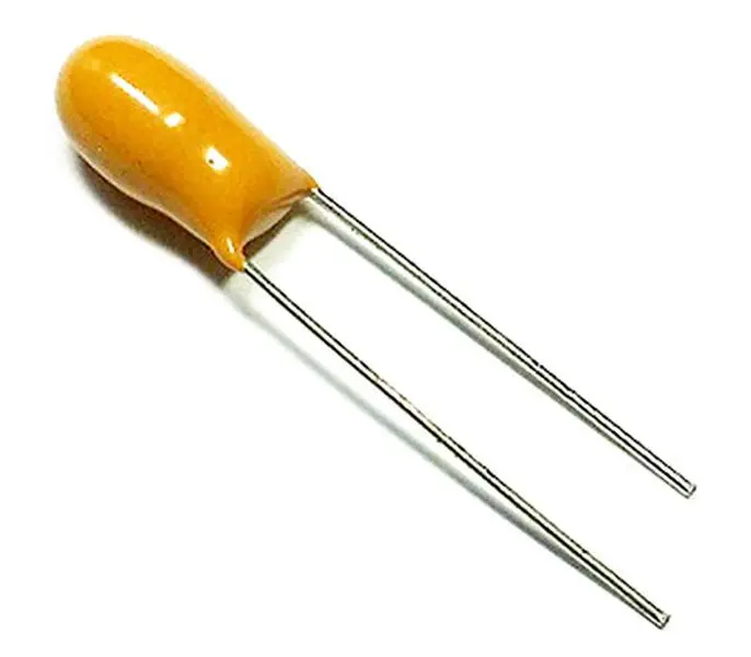 4.7uF, 25V Solid Resin Dipped Tantalum Capacitor, polarized, +/-20%