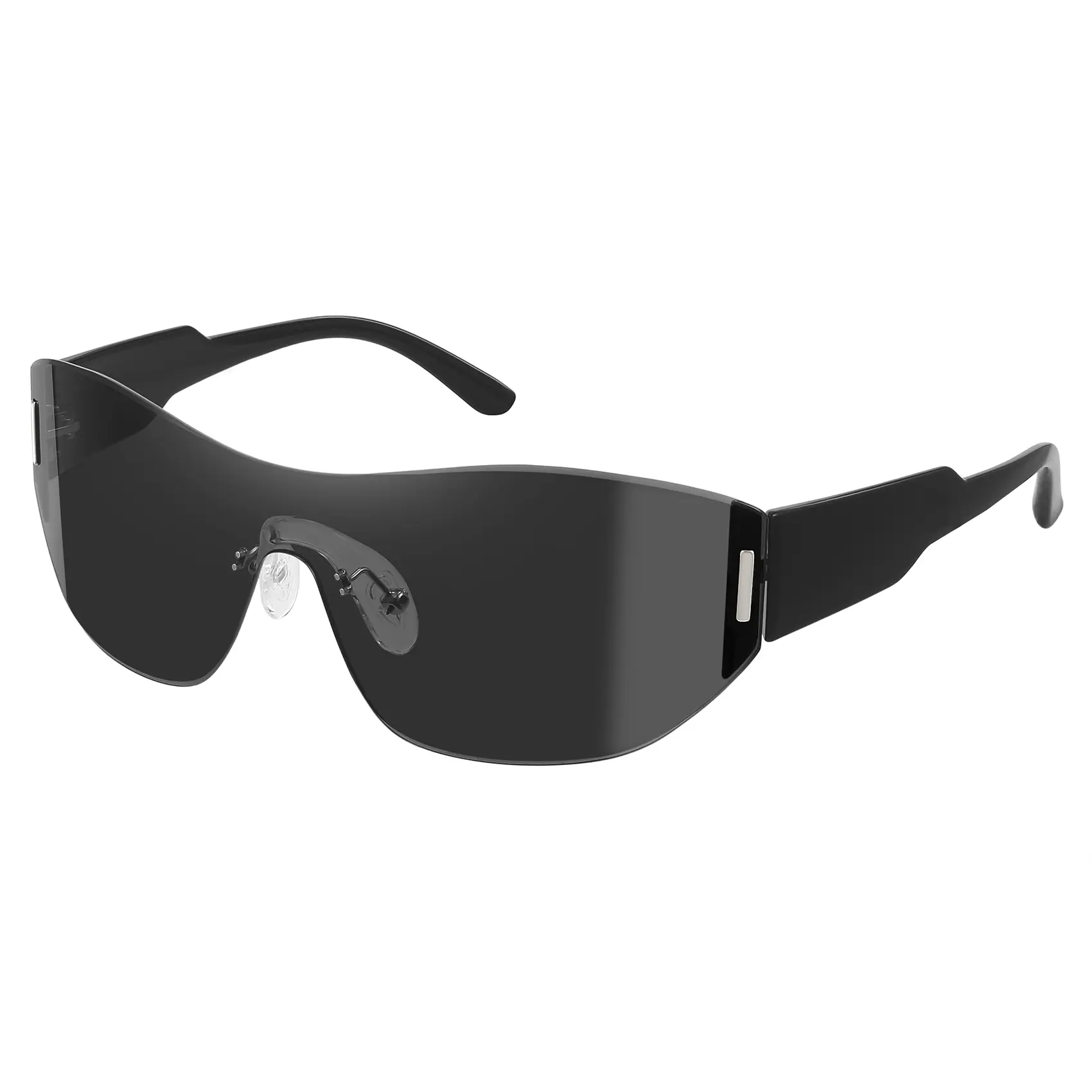 Y2K Rimless Shield Sunglasses for Women Wrap Around Futuristic Cyberpunk Glasses for Streetwear Driving