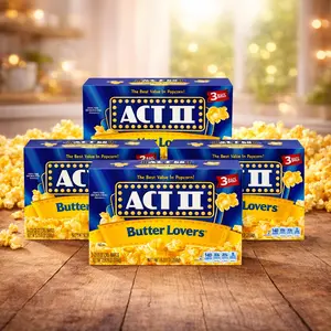 4 Boxes ACT II Butter Lovers Microwave Popcorn 3 Pack – Buttery Movie Theater Style Popcorn, Quick Snack 2.75oz Bags