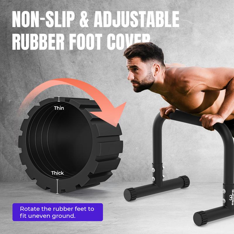 RELIFE REBUILD YOUR LIFE Push Up Bar & 14" High Parallettes Bars Dip Station with Foam Handles, No Wobbling Dip Bars for Handstand, L-Sit, Gymnastics