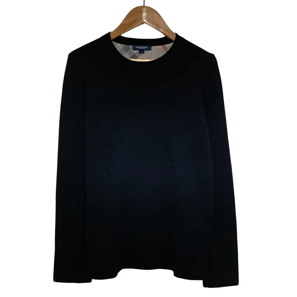 Pre-owned BURBERRY Cashmere Small Leather Goods Check Lining Blend Knit Sweater