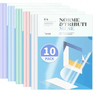 10 Pack Clear Report Covers with Sliding Bar 50-Sheet Capacity Presentation Folders for Letter and A4 Size Resume Document Binders for Office School Business Multicolor