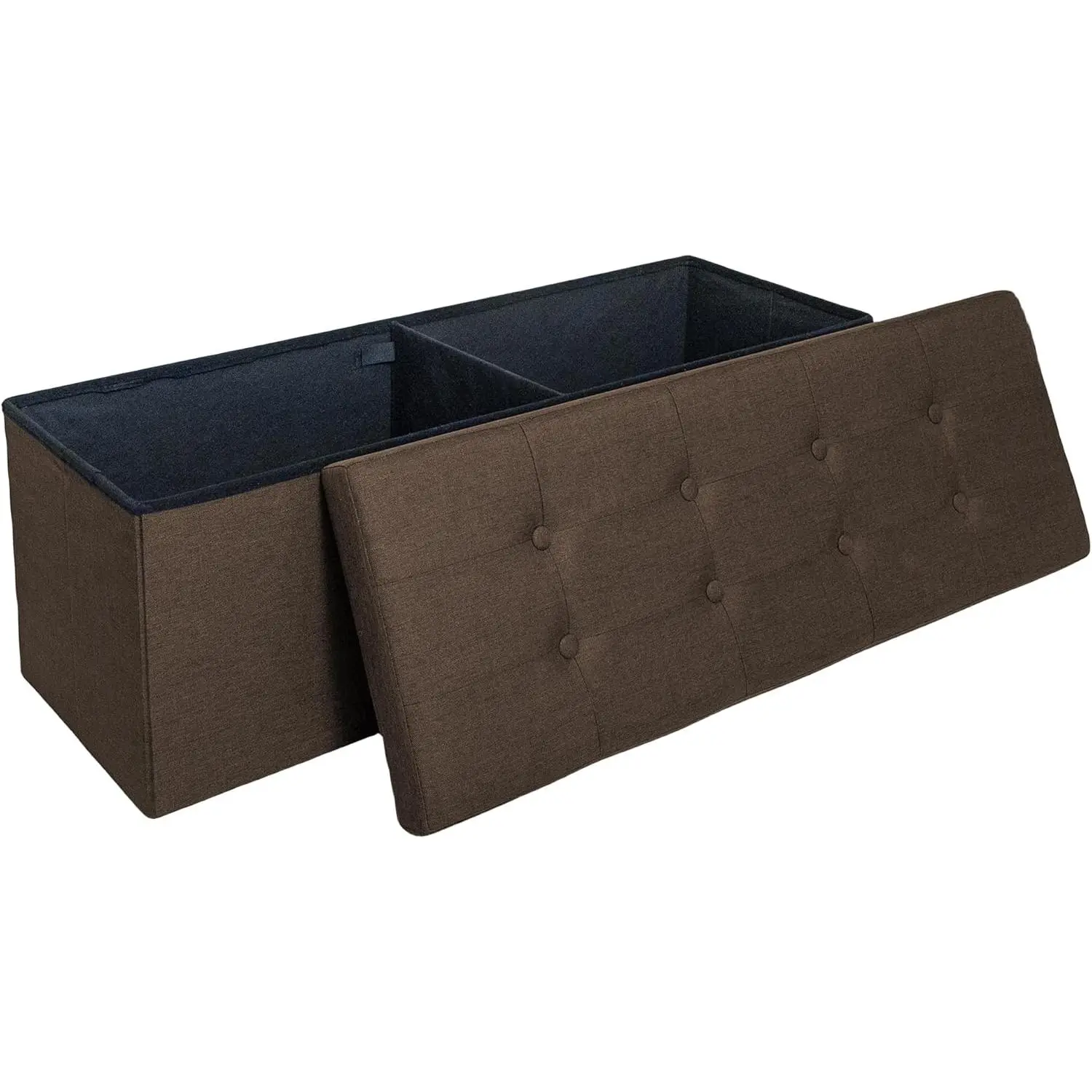 43 Inches Folding Storage Ottoman Bench, Storage Chest, Footrest for Entryway, Living Room, Holds up to 660 lb, Brown