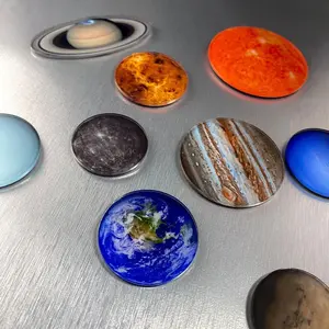 9pcs Creative Planets Universe Refrigerator Magnets Cute Astronomical Teaching Aids Magnets Fridge Photo Message Decorative