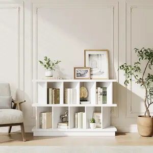 8 Cube Storage Shelf Organizer Open Cube Bookshelf with 10 Removable Back Panels Display Storage Bookcase for Living Room Bedroom Entrance Hall Home Office Easy White