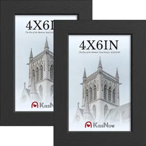 4x6 Picture Frame 2 Pack Black Solid Wood Gallery Photo Frame Wall Hanging or Tabletop Display