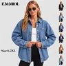EMMIOL Women Oversized Denim Shirt Jacket Denim Shackets Long Sleeve Button Down Distressed Vintage Blue Jean Jacket Streetwear Summer Vibes Back to School Casual Basic SohoChic Womenswear