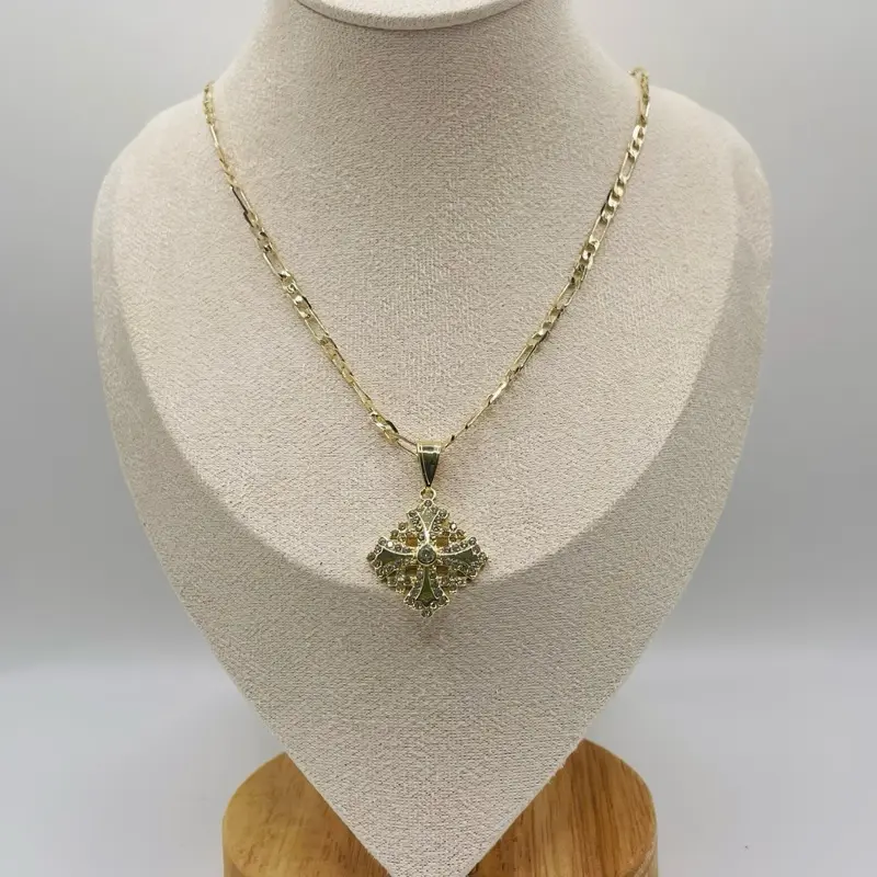 Jerusalem Cross Necklace in Gold. 18 karat-gold plated. HOT Mother's Day Valentine's Day Christmas Anniversary Auspicious Birthday Daily
