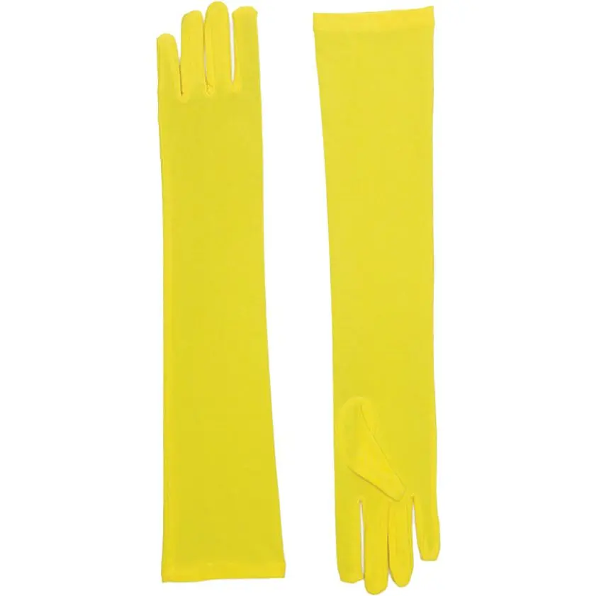 Long Yellow Nylon Gloves Costume Accessory