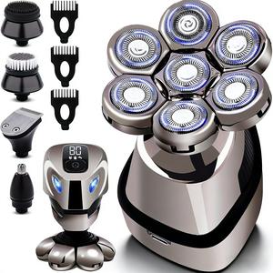 5 in 1 Electric Hair Trimmer Kit, Rechargeable Electric Head Shaver for Men, Waterproof Electric Shaver Grooming Kit, Dry Wet Shaving for Men, Men Gifts, Clipper Razor, Shaving Products, Spiral Trimmer