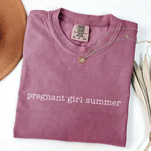 Comfort Colors Pregnant Girl Summer Shirt, Pregnancy Shirt, Expecting Mom Gift, Baby Announcement, New Mom, Pregnant Shirt, Baby Shower Gift