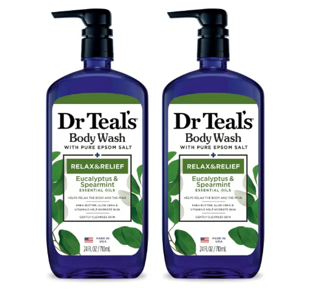 Dr Teal's Body Wash with Pure Epsom Salt, Relax & Relief with Eucalyptus & Spearmint, 24 fl oz (Pack of 2)