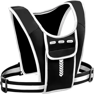 Reflective Running Vest with Phone Pouch, Adjustable Waistband, Lightweight Safety Gear, Ideal for Night Runs, Cycling, Hiking