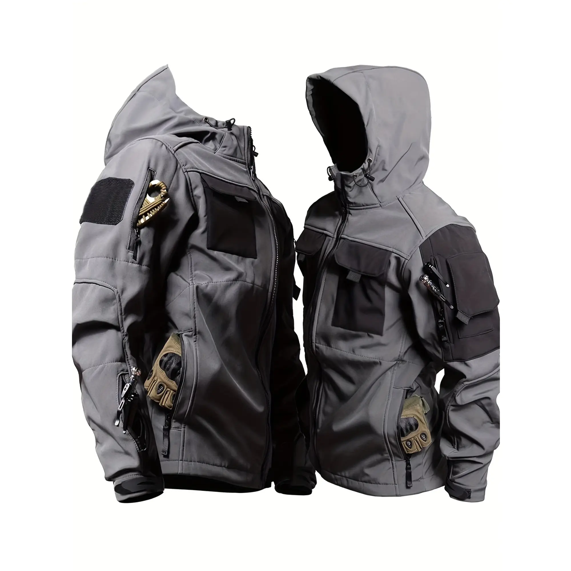 Men's Heavyweight Windproof Jacket Full-Zip Hooded Coat with Zipper Pockets Ideal for Hiking Camping Hunting Durable Outdoor Gear with Adjustable Windshield and Sturdy Design All-in-One Winter Jacket Versatile Casual Wear