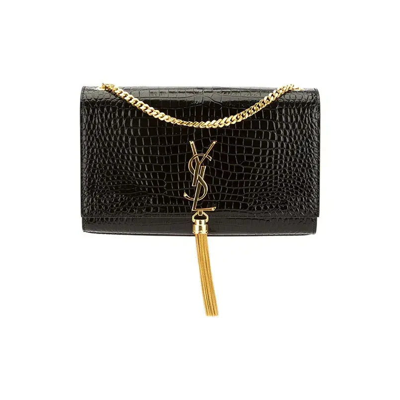 Pre-owned Yves Saint Laurent Leather Crossbody Bags SAINT LAURENT YSL KATE Glossy Calfskin Crossbody Bag Black