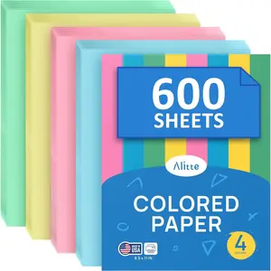 Colored Paper 8.5 x 11 Copy Paper, 600-Pack Letter Size for Printer, Arts & Crafts, DIY Projects - Pink, Green, Blue, Yellow - 150 Sheets Per Color for School & Office Supplies