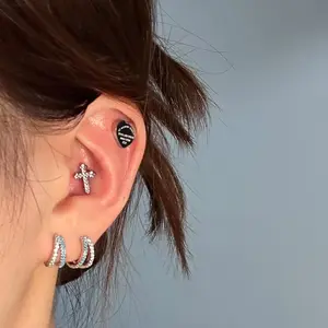 New Chinese Style Double Layered Earrings Ins Style Niche Design Temperament Blue Diamond Turkish Style Earrings Fresh And Fashionable