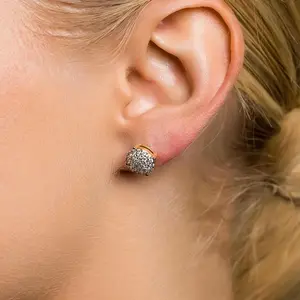 GLD 8mm Pave Set Stud Earrings in Yellow Gold - Perfect Gift