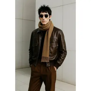 Leather Bomber Jacket (Espresso)