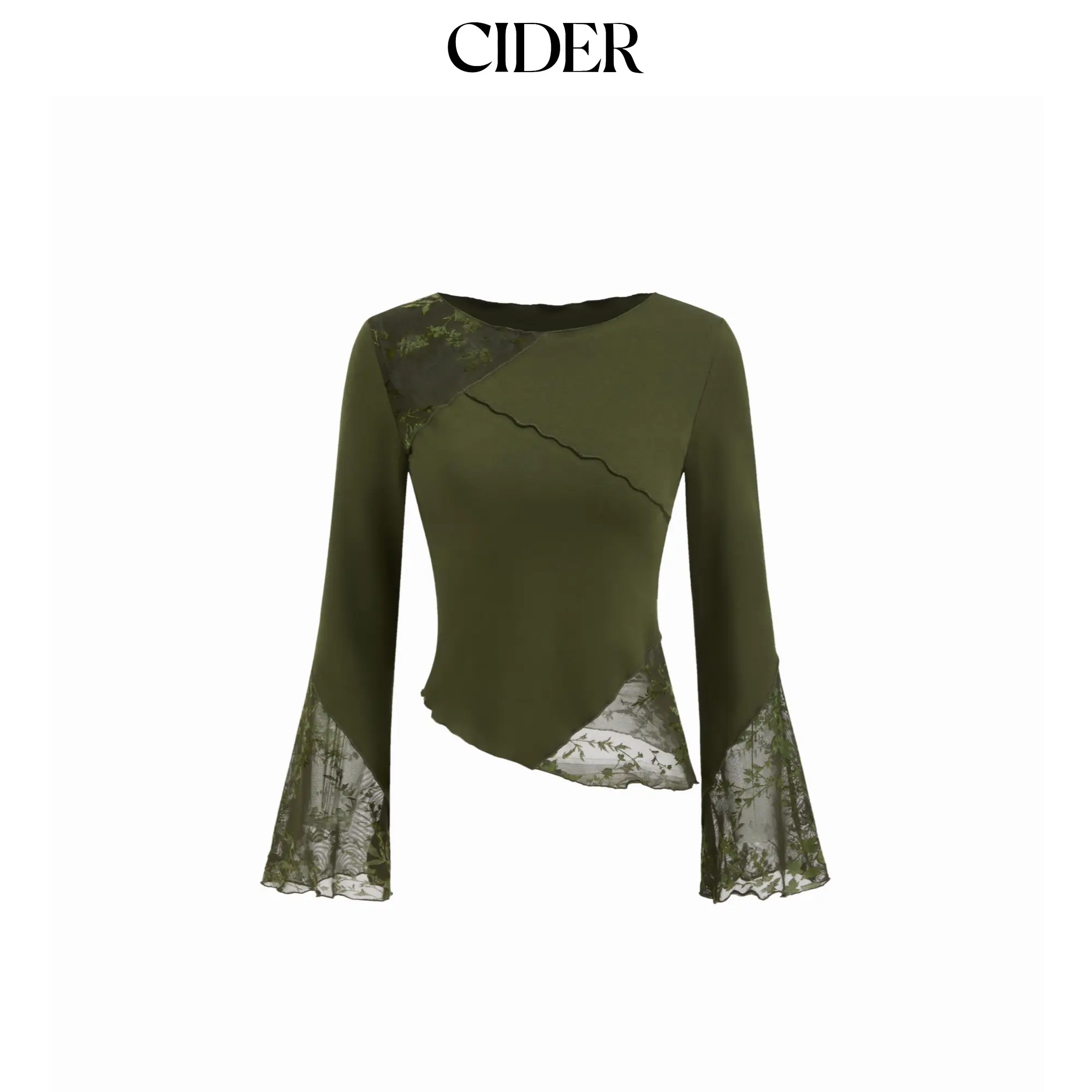 Cider Women's Casual Asymmetrical Cotton-Blend Boat Neck Long Sleeve Blouse with Patched Hem, All-Season Women's Knitwear Clothes