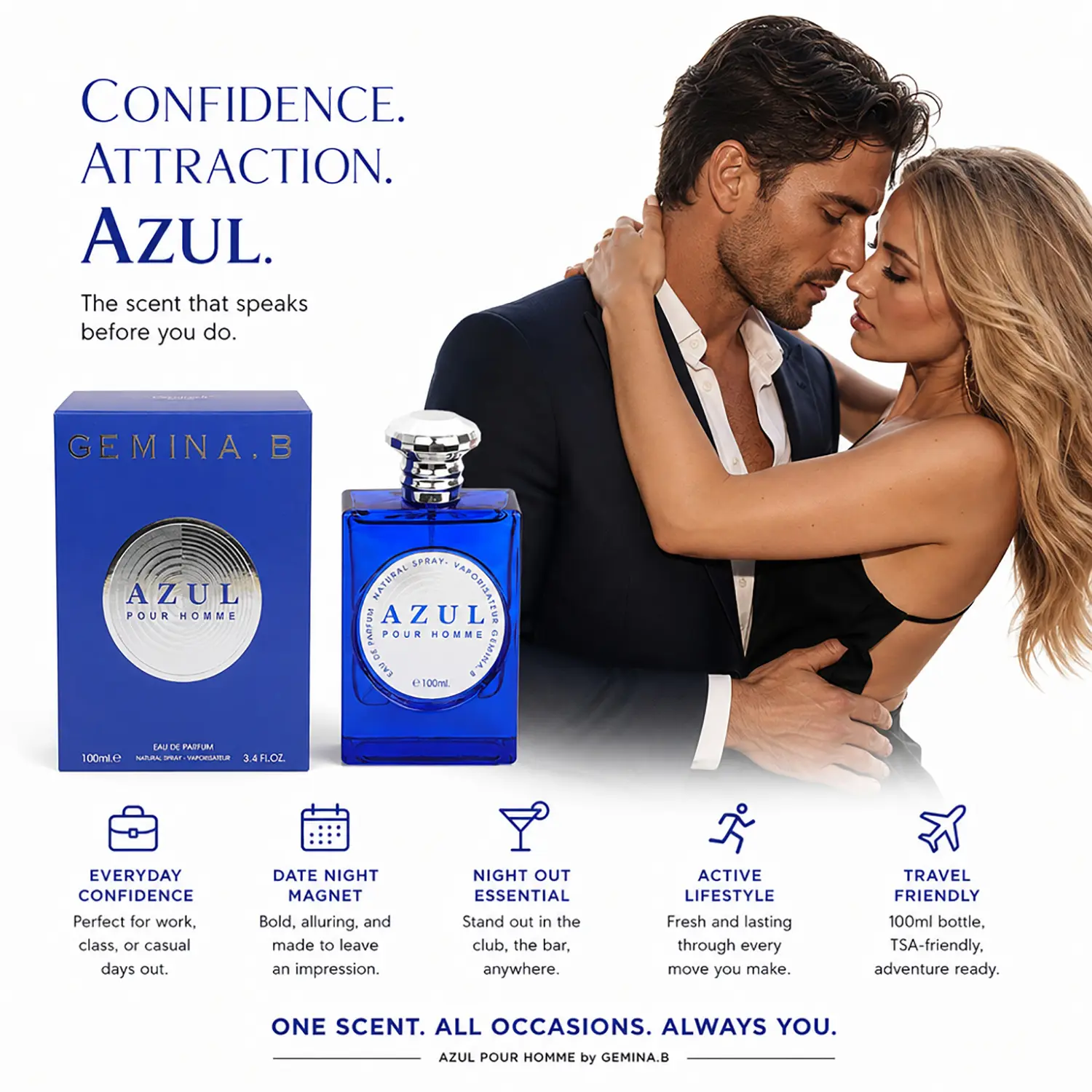 Men's Pheromone Perfume, with pheromone infusion, long-lasting sea salt & fruity accents, made for him to make her captivated by you and enjoy an intense romantic evening. Perfect for Father's, Christmas & Anniversary. 100ML/3.4FL.OZ. Pheromone Cologne.