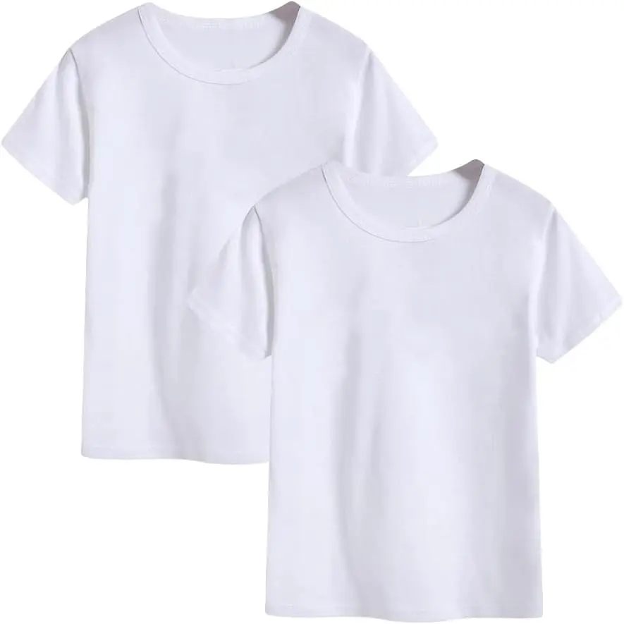2-Pack Kids Cotton T-Shirts Short Sleeve Basic Tops for Toddlers Boys and Girls