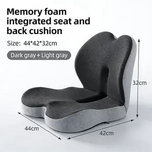 Non-Slip Memory Foam Seat Cushion with Back Support, Skin-Friendly & Extended Design, Zipper Removable Washable Cover, Sciatica Relief Cushion for Home Office Car Outdoor