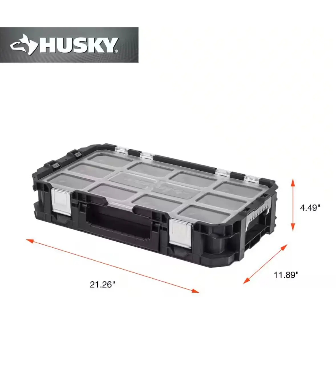 Husky Connect Stackable, Portable, Heavy-Duty, Lightweight 10-Compartment Small Tool and Parts Organizer