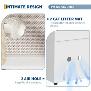 Wooden Hidden Litter Cabinet for 2 Cats 2 Tier Double Cat Litter Box Enclosure Space Saving Indoor Pet House End Table with Built in Scratching Post Large Cat Washroom for Home Living Room